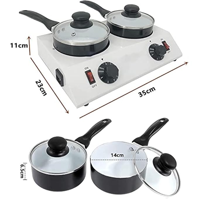 rayihni Chocolate Melter ElectricWhite Double Pot Hot Chocolate Melting Tempering Machine Double Pots Heater For Chocolate Butter Cheese Cream Candy Milk Coffee - Image 2